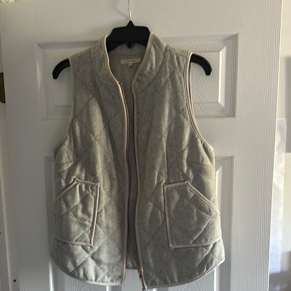 41 Hawthorn Gray Herringbone Vest with Gold Accents